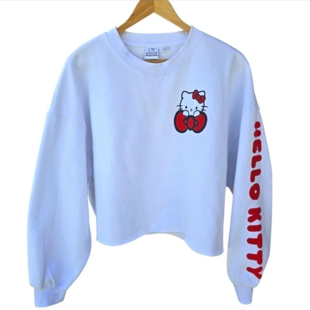 Hello Kitty White Cropped Crewneck Sweatshirt - Size M - Picture 6 of 8